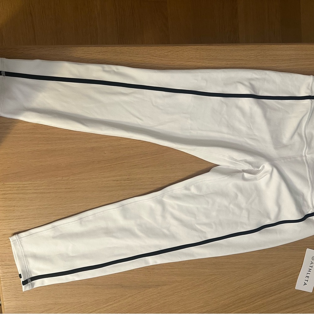 White Leggings with Black Stripes
